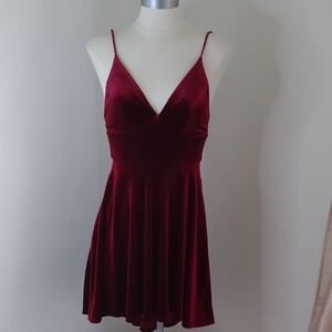 B Darlin Womens Deep Red Velvet Babydoll Mini Dress Sz 1/2 Party Prom Y2K Glam